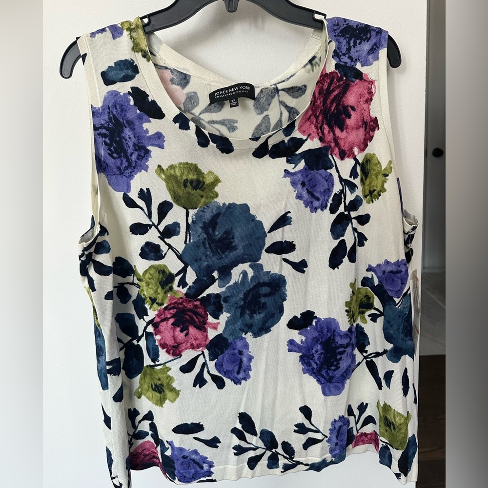 NWT Jones New York Floral Tank Top - Blue, Purple, Green
